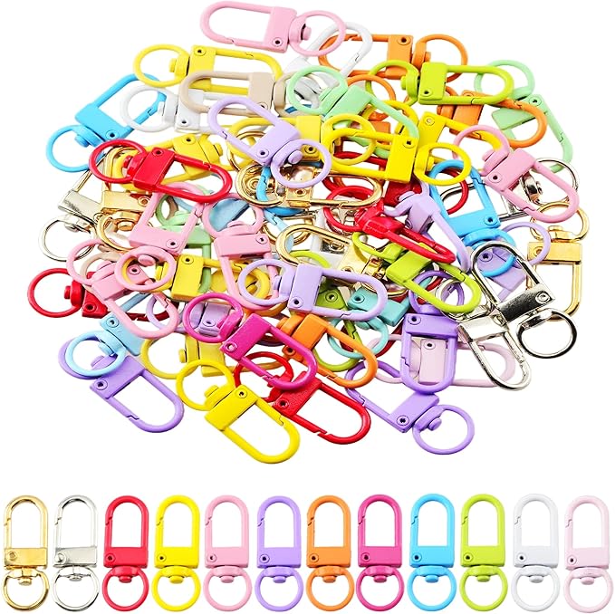 KJML DIY Keychain clip 60pcs Swivel Snap Lobster Claw Keychain Clasps Lanyard Hardware Key Chain Hooks for Bag Charm