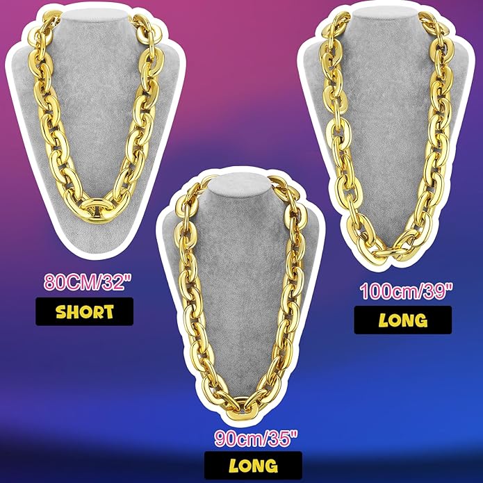 Remuuly Plastic Chain Necklace Chunky Big Fake Necklace Hip Hop Rapper Giant Turnover Chain Costume for Halloween
