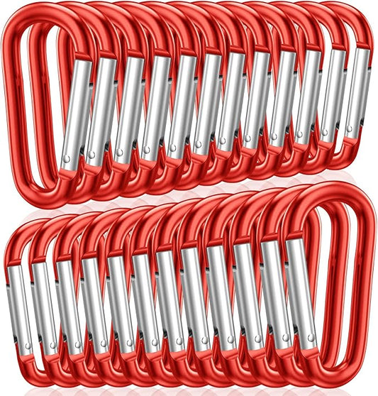 STURME 2" Aluminum D Ring Carabiners Clip D Shape Spring Loaded Gate Small Keychain Carabiner Clip Set Outdoor Camping Mini Lock Snap Hooks Spring Link Key Chain Durable Improved 24 PCS