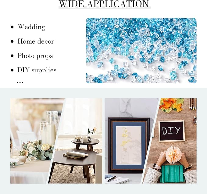 DomeStar 5000PCS Fake Ice Rocks, Mini Fake Clear and Blue Acrylic Crushed Ice Rocks for DIY Craft Wedding Vase Fillers