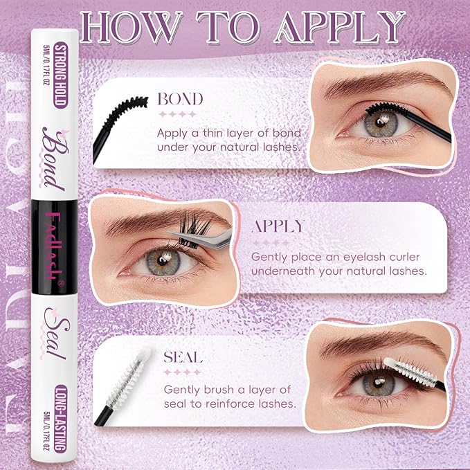 FADLASH Lash Bond and Seal 10ml Lash Cluster Glue Strong Hold Eyelash Cluster Glue Waterproof