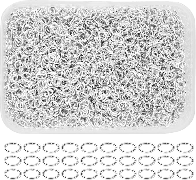 Mandala Crafts 7X5mm Silver Oval Jump Rings Jewelry Findings Metal O Rings for Jewelry Making Supplies - 1100 Small Open Jump Rings Kit for Necklace Earring