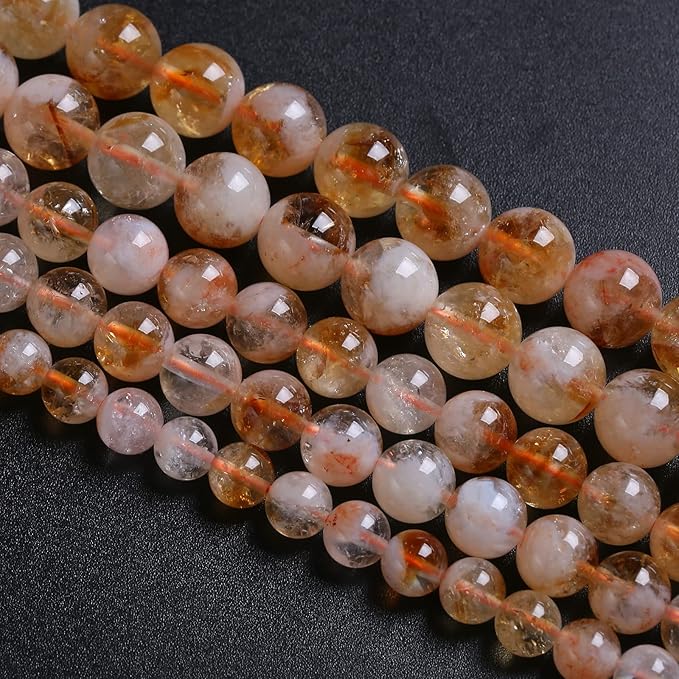 12MM 32PCS Natural Stone Citrine A Grade Quartz Crystal Loose Beads for Jewelry Making DIY Bracelet Necklace 1 Strand 15’’