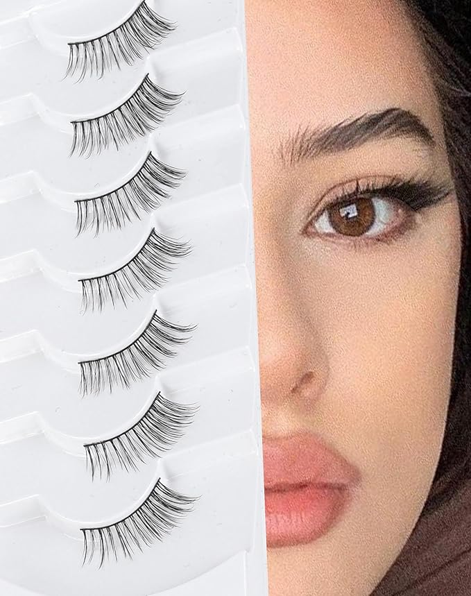 Lashes Half Natural Wispy 3/4 Eyelashes Flared Corner Eyelashes False CatEye Lash Half Small Eyelash 7 Pairs D47