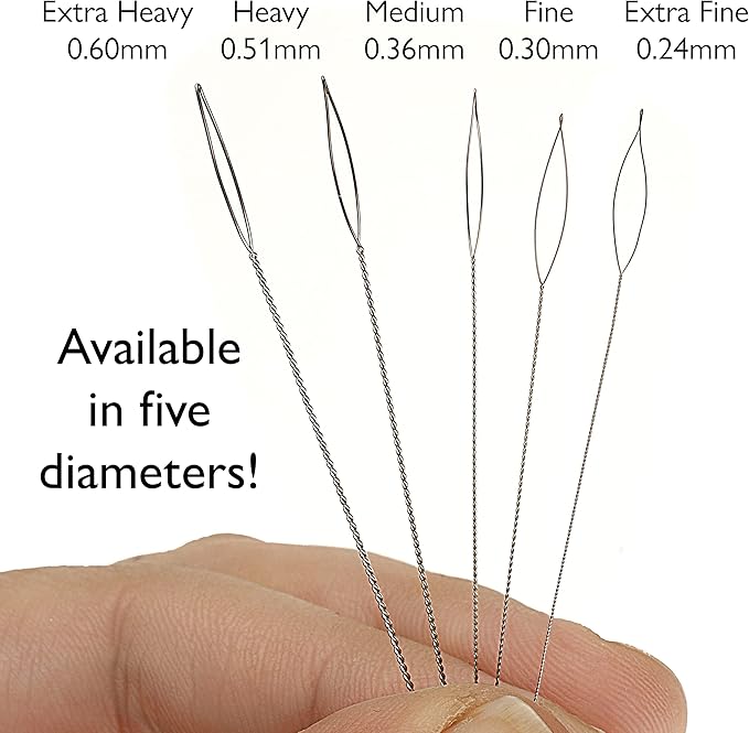 The Beadsmith Basic Elements Collapsible Eye Needles – 2.5 Inch Long – Flexible Twisted Wire – Large Eye, Easy to Thread – 4 Fine Needles