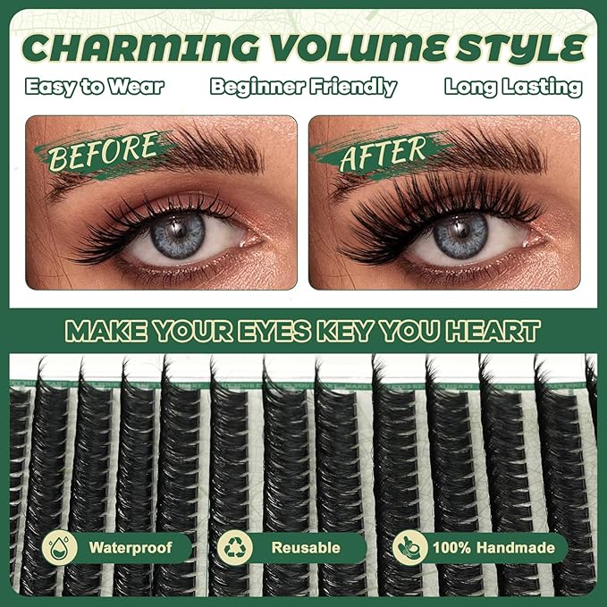 Lash Clusters 280Pcs Eyelash Clusters KEYYOU 80D 0.05D Curl 9-18MIX Clusters Lashes Super Soft Cluster DIY Eyelash Extension at Home(80D-0.05D,9-18MIX)