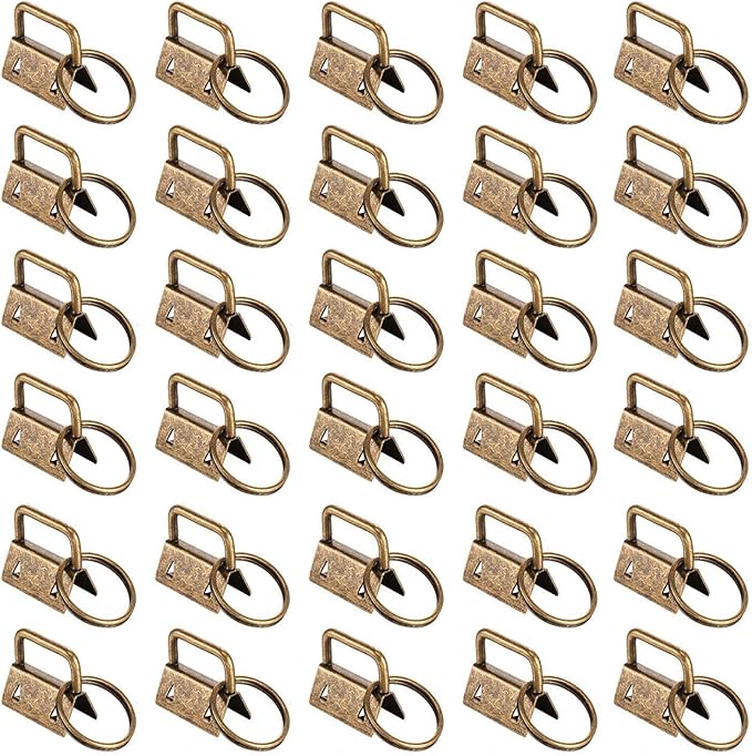 Qovydx 45Pcs 1 Inch Bronze Wristlet Key Fob Hardware 1" Gunmetal Key Chain Fob Wristlet Hardware with Split Rings Key Fob Keychain Wristlet