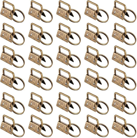 Qovydx 45Pcs 1 Inch Bronze Wristlet Key Fob Hardware 1" Gunmetal Key Chain Fob Wristlet Hardware with Split Rings Key Fob Keychain Wristlet