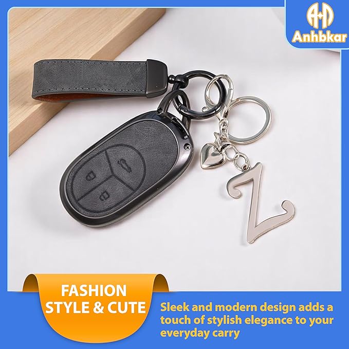A-Z Heart Initial Letter Keychain, Stainless Steel Alphabet Charm for Handbags, Gift for Women and Girls