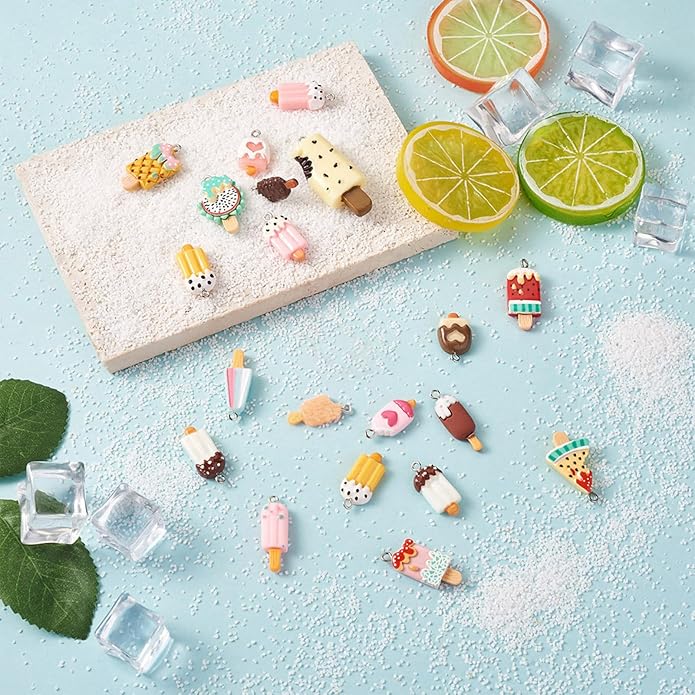 Craftdady Resin Plastic Miniature Food Snack Pendants Charms Ice Drink Juice Pendants Cute Bottle Fruit Keychain Charms Hang Ornament for DIY Craft Earring Bracelet Necklace Jewelry Making