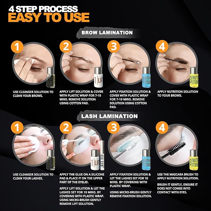 Eyebrow and Lash Lamination Kit | At Home DIY and Salon Use | 2in1 Professional Brow Lamination Kit and Lash Lift | Instant Lift For Fuller Eye Brows and Longer Eyelashes