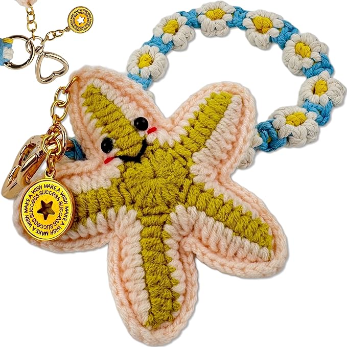 Handmade Crochet Keychains with Daisy Wristband - Inspirational Gifts for Women, Graduation, Birthday