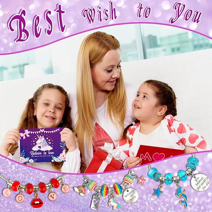 Charm Bracelet/Jewelry Making Kits for Kids Girls,Unicorn Birthday Gifts,Arts Crafts Toys for 5 6 7 8 9 12 Years Old Girls