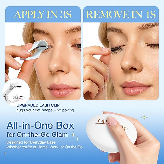 LASHVIEW Magnetic Eyelashes with Applicator Upgrade Soft Magnetic Eyelashes Natural Look Reusable No Glue or Eyeliner Needed Easy to Wear and Remove (RC14)