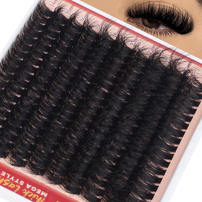 Fluffy Lash Clusters 270D Volume Eyelash Clusters Dramatic Thick Individual Lashes 14-24mm Long Cluster Eyelash Extensions DIY Mega Lash Extension by Eefofnn