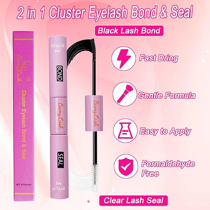 BamyLash DIY Cluster Lash Extension Kit, Professional Volume Eyelash Set, Black (C02+C10+C13 Lash Set)