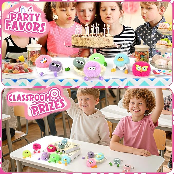 24 PACK Kids Keychains: Cute Key Chains For Classroom Prizes Treasure Box Toys Goodie Bag Pinata Stuffers Birthday Party Favors - Kids Valentines Day Gifts For School Classroom