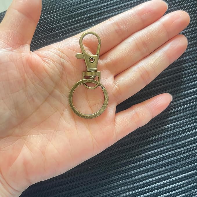 100 Pcs Keychain Hooks with Key Rings, Keychain Clip Hooks with Rings for Lanyard Jewelry Making DIY Crafts(50 Pcs Metal Lobster Claw Clasps + 50 Pcs Flat Key Rings) (Bronze)