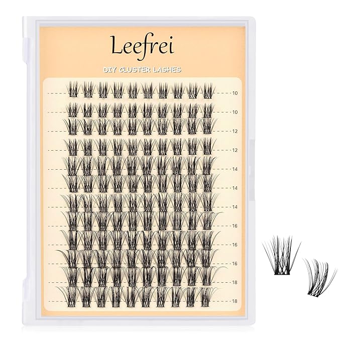 Leefrei Eyelash Cluster 10-18mm Wispy Eyelash Clusters D Curl DIY Lash Extension Natural Lash Clusters Individual Lashes (LF03 Lashes Only)