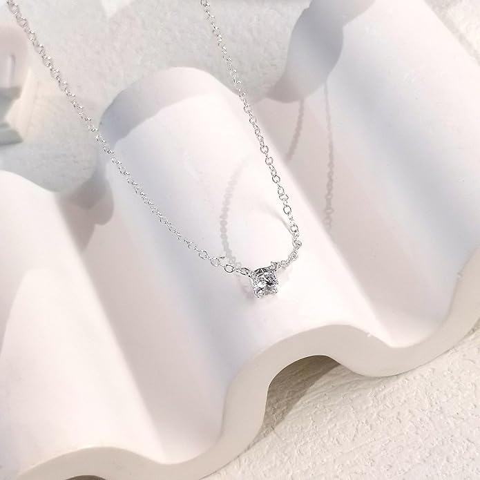 Luxval Diamond Pendant Gold Necklace for Women，Dainty 18k Gold Plated Choker Necklaces Simple Gold Jewelry Gifts for Women Girls