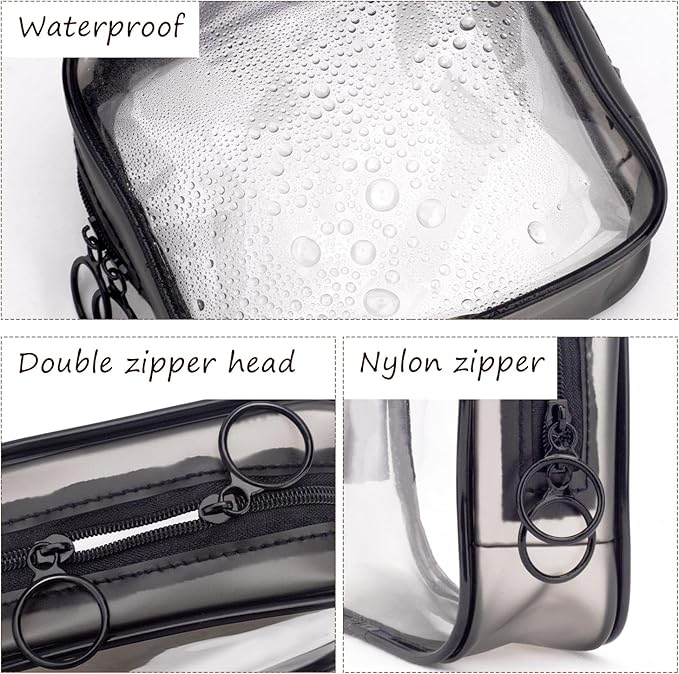 LYroo Black Small Makeup Bag Clear Mini Makeup Zipper Pouch Makeup Bag Small Cosmetic Bag for Purse Essentials Items Women Coin Purse Aesthetic Stuff(2 Pack)