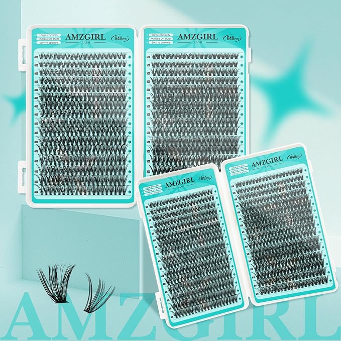 Lash Clusters 2 Style Cluster Lashes 640PCS Eyelash Extension 40D+50D Cluster Lashes Individual Lashes DIY Lash Extension Natural Black Cluster Eyelash Extensions at Home for Beginners(D-Mix9-16mm)