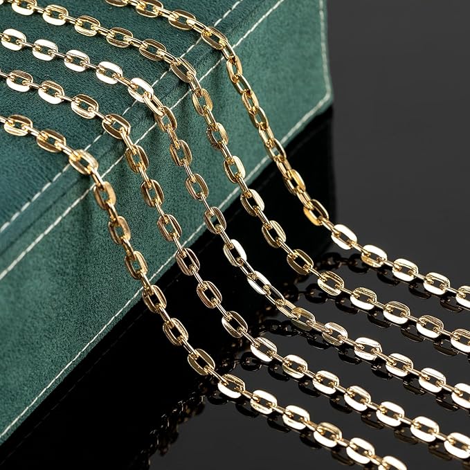 UMAOKANG 10 Meters Gold Plated Chain for Jewelry Making Aluminum Chain Roll Flat Paperclip Necklace Chain for Women Jewelry DIY Supplies Findings