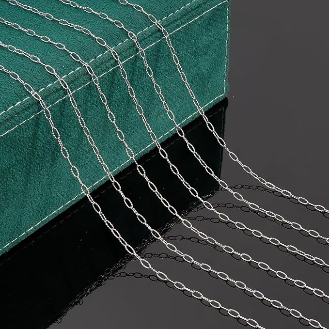 UMAOKANG 10 Meters Stainless Steel Chains Bulk on Spool Shiny Embossed Paperclip Chain for Jewelry Making