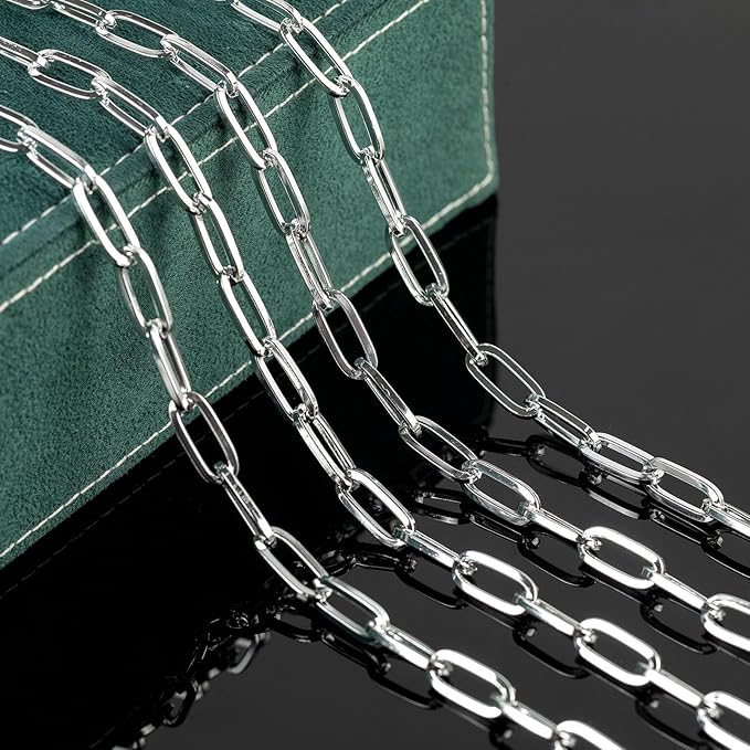 16.4 Feet Paperclip Chains for Jewelry Making Light Silver Plated Aluminum Chain Roll Hip-pop Rapper Necklace Choker Chain DIY Jewelry Supplies