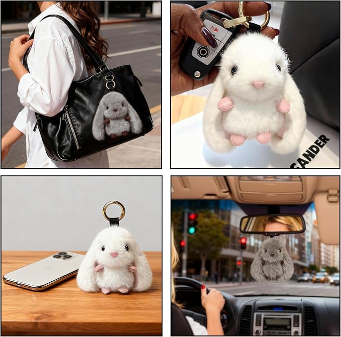 Cute Plush Keychain, Car Pendant, Bag Purse Backpack Charm Accessory, Gift for Girls Women