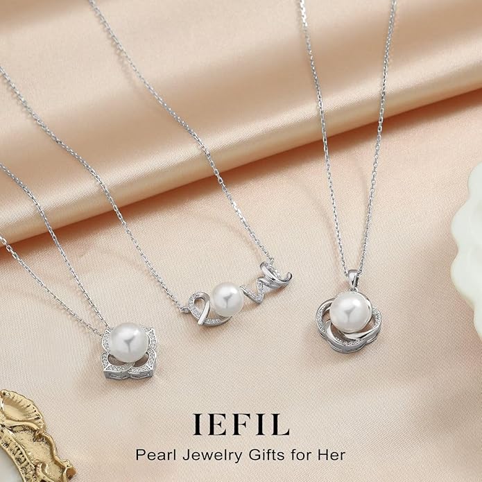 Iefil Valentines Day Gifts for Her - 10-11mm Tahitian Black Pearl & Fresh Water Pearl Necklace, Anniversary Birthday Gifts for Wife Girlfriend | Pearl Necklaces Gift for Her