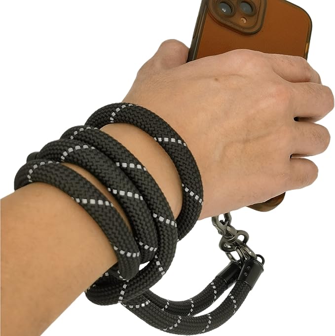 Cell Phone Lanyard Crossbody Rope Around the Neck Wrist Strap for Most Smartphone Case Headset Keychain Offices ID - Black Reflective