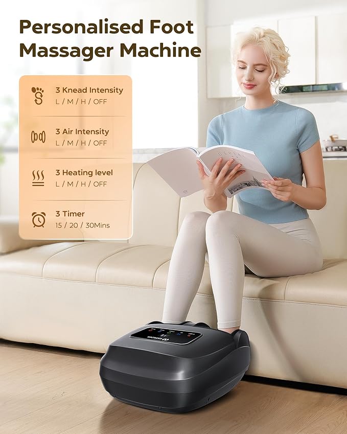 Foot Massager Machine with Heat, Shiatsu Foot Massager with Cordless Remote, 2026 Upgraded Deep Kneading, for Plantar Fasciitis, Neuropathy, Birthday Gifts for Women Mom Men Dad, Up to Foot Size 14