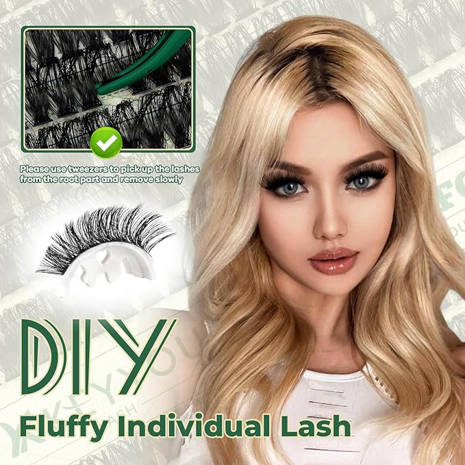 KEYYOULash Clusters 280Pcs Eyelash Clusters 80D&100D D Curl Clusters Lashes Thick Volume Super Soft Wispy DIY Eyelash Extension at Home(80D+100D-10-18MIX)