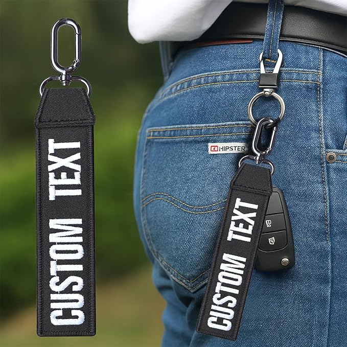 Personalized Embroidery Keychain, Custom Double Sided Embroidery Luggage Tags, Name Key Chain, Colorful Women/Men Keychains Private Fobs, Personalized Gift for Couples, Families, Friends