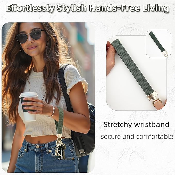 Stretchy Wristlet Initial Keychain, Key Chains Women Cute with Keyring, Llaveros para Mujer, Car Key Accessories
