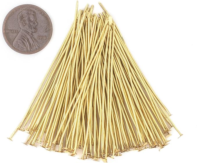 The Bead Chest Gold 21 Gauge 2 Inch Head Pins (Approx 100 Pieces)
