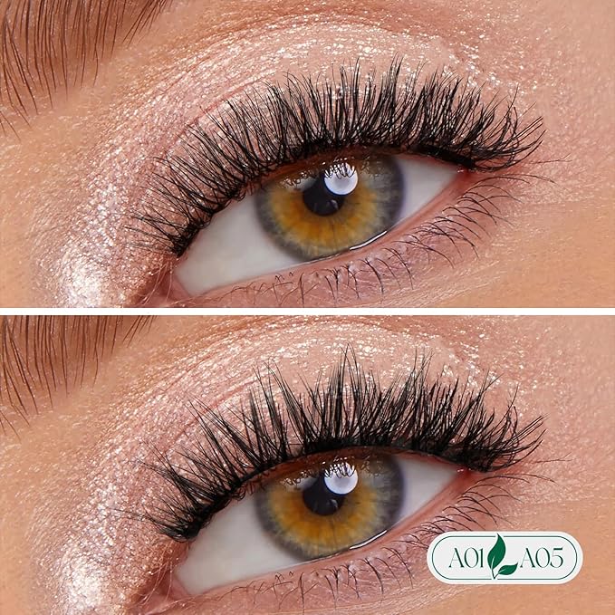 KEYYOU Reusable Magnetic Eyelashes 2 Pair with Applicator No Glue Needed 3D Natural Magnetic Lashes, Easy to Apply & Long Lasting for Daily Use & Events(A01+A05)