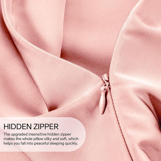INFIIXSO Mulberry Silk Pillowcase for Hair and Skin, Silk Pillow Cases Queen Size Set of 2 with Hidden Zipper 20"x30", Ultra Smooth and Soft Cooling Pillow Cases for Hot Sleepers(Rose Pink, 2 Pack)