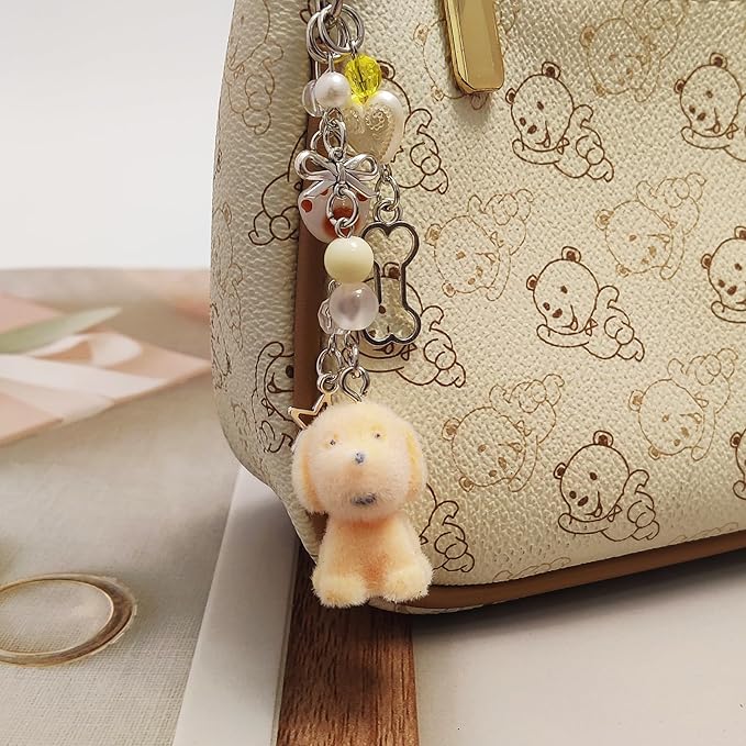Cute Dog Keychain Fuzzy Dog Puppy Decor Keychain Aesthetic Y2K Bag Charms Stylish Dog Pendant Keychains Accessories