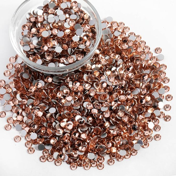 Beadsland Flatback Rhinestones Bulk,14400pcs Champagne Rhinestones for Nails Crafts Clothes DIY Decoration, Light Peach, SS20, 4.6-4.8mm