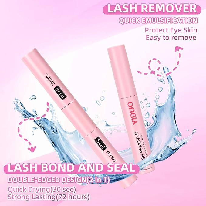 YIDUO Lash Clusters Lashes Kit Volume D Curl Wispy Individuals Eyelash Extensions, Volume Studio Effect, Fake Eyelashes 255Pcs All-in-1 Pack with Glue |Tweezers |Removers |Eyelash & Eyebrow Brush