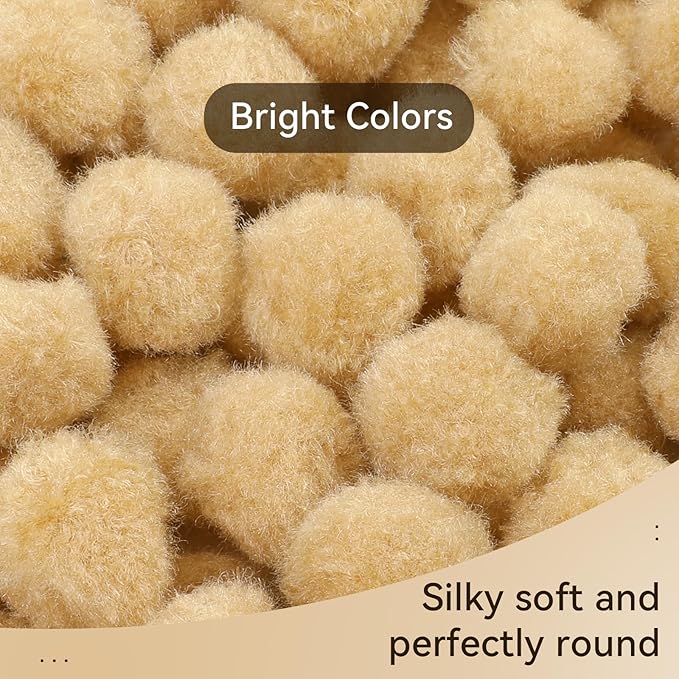 MORFEN 150 Pcs Pom Poms, 1 Inch Bright Beige Craft Pom Poms, Fuzzy Pompom Puff Balls, Small Pom Pom Balls for DIY Arts, Crafts Projects, Home Decorations
