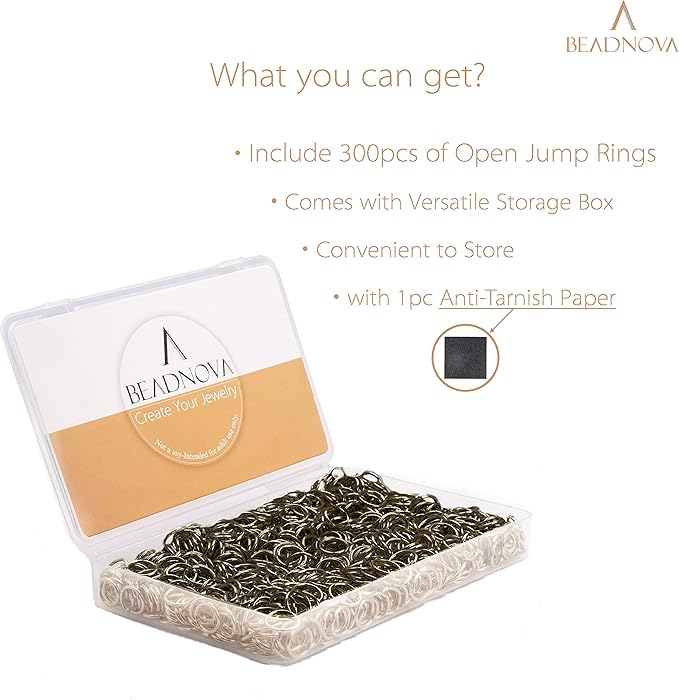BEADNOVA 6mm Jump Rings Copper Jump Rings for Keychains Jewelry Makings for Necklace Repair (300Pcs)