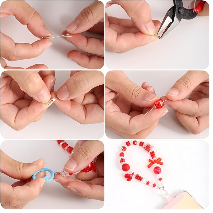 nikkiGuo 330 PCS Crackle Acrylic Beads, Jewelry Making Kit Transparent Candy Bead – Butterfly Flower Suncatcher Faceted Bicone Beads in Mixed Sizes with Wire, Clasps for DIY Bracelets, Necklaces