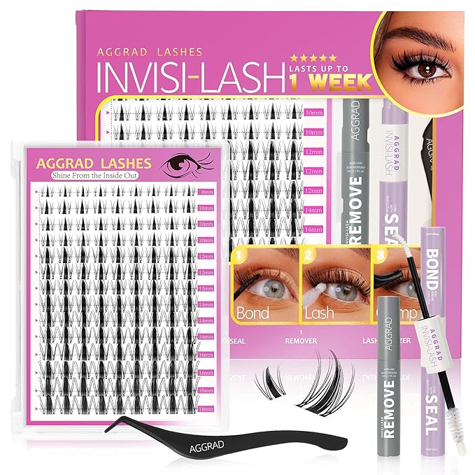 Fairy Lash Clusters Kit Wispy Fluffy 8-18mm Manga Anime Eyelashes Cluster Extension Kit C Curl Individual DIY Fake Lashes Extension Kit with Lash Bond and Seal Waterproof False Eyelashes Clusters Kit