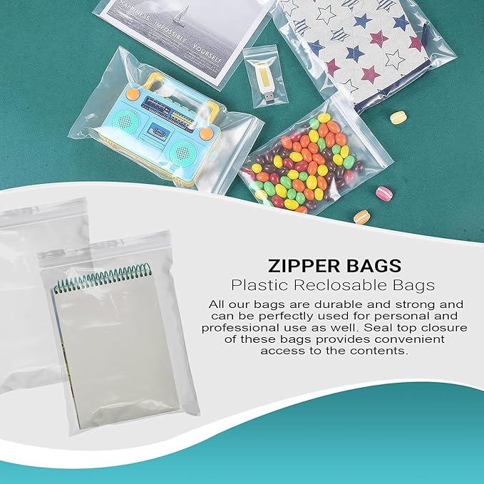 APQ Clear Plastic Reclosable Zipper Bags, 9 x 12 Inches. Pack of 1000 Reclosable Plastic Bags with Zipper Closure. 2 Mil Plastic Jewelry Bags. Waterproof Reclosable Zip Bags for Industrial Use