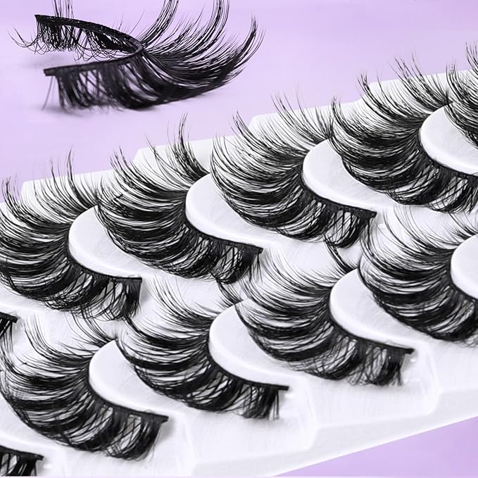 10 Pairs False Eyelashes High-Grade Synthetic Fibers 3D Long Slender Style Natural Curl Realistic Effect Durable Long-Lasting Professional Tool Kit with High-Precision Tweezers and
