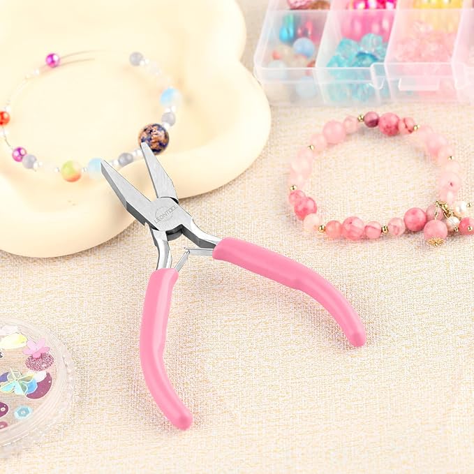 5-Inch Mini Jewelry Pliers - Duckbill with Spring, Smooth Jaws for Jewelry Making, Wire Bending & DIY Hand Tools