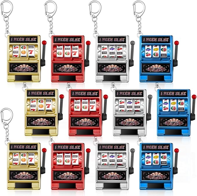 Panelee Slot Machine Keychain Bulk Las Vegas Keychains Mini Casino Kawaii Decoration for Las Vegas Carnival Party Gifts